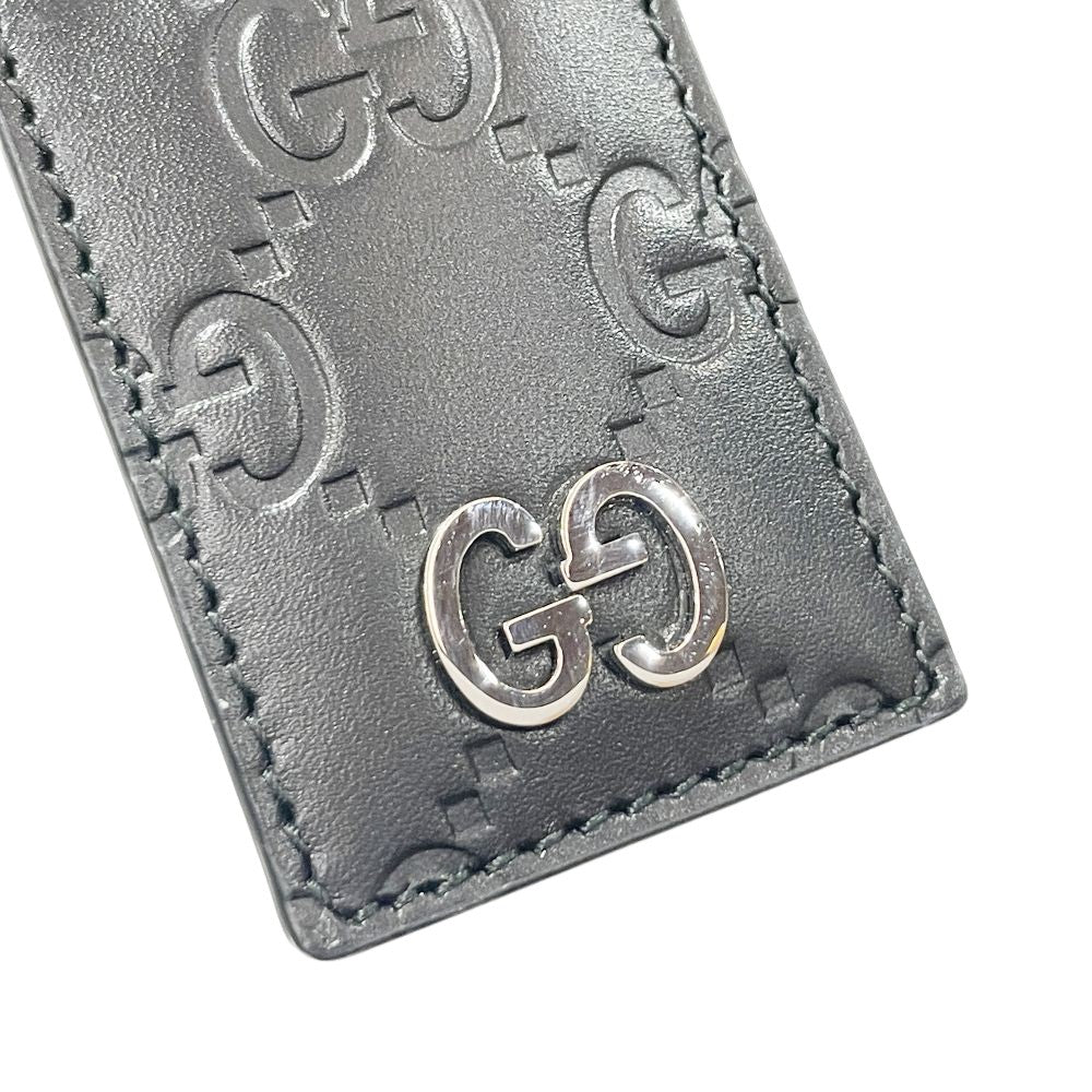 GUCCI(グッチ) シグネチャー GG タグ キーホルダー チャーム キーリング シマレザー/メタル ユニセックス【中古A】20241222