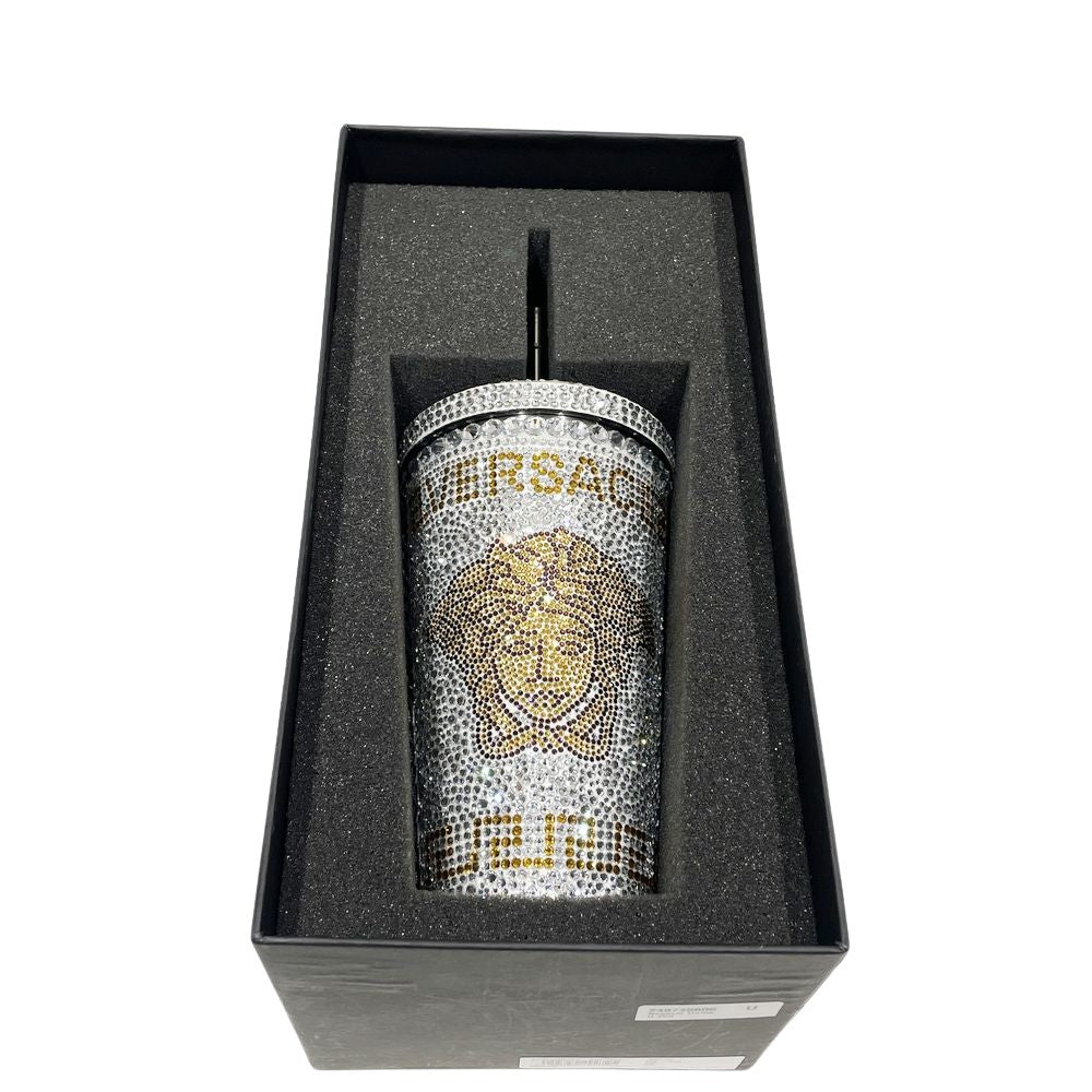 VERSACE(ヴェルサーチ) タンブラー クリスタル メドゥーサ トラベル カップ ロゴ ラインストーン /メタル ユニセックス【中古A】20241222