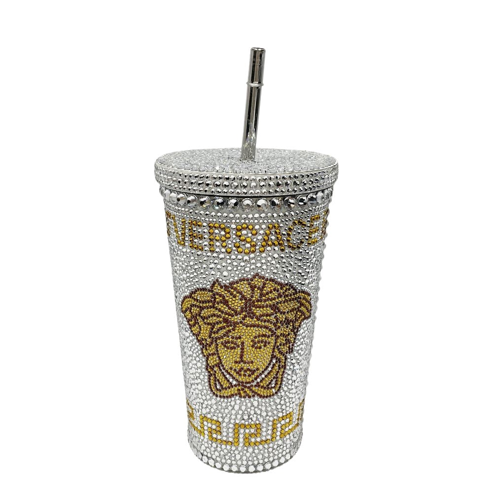 VERSACE(ヴェルサーチ) タンブラー クリスタル メドゥーサ トラベル カップ ロゴ ラインストーン /メタル ユニセックス【中古A】20241222