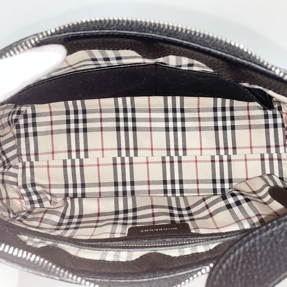 BURBERRY(バーバリー) ロゴ 内部チェック 肩掛け ショルダーバッグ レザー レディース【中古A】20241222