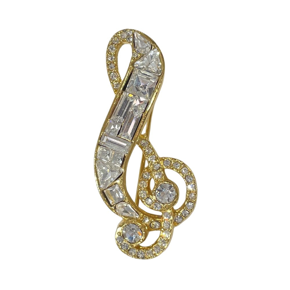 Christian Dior(クリスチャンディオール) 音符 musical note ピン バッジ ラインストーン ヴィンテージ ブローチ GP ユニセックス【中古A】20241224