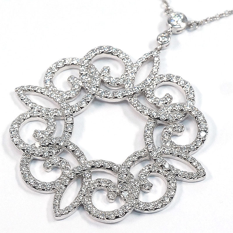 TIFFANY&amp;Co. Enchanted Scroll Pendant Necklace Pt950 Platinum/Diamond Women's [Used A] 20230821