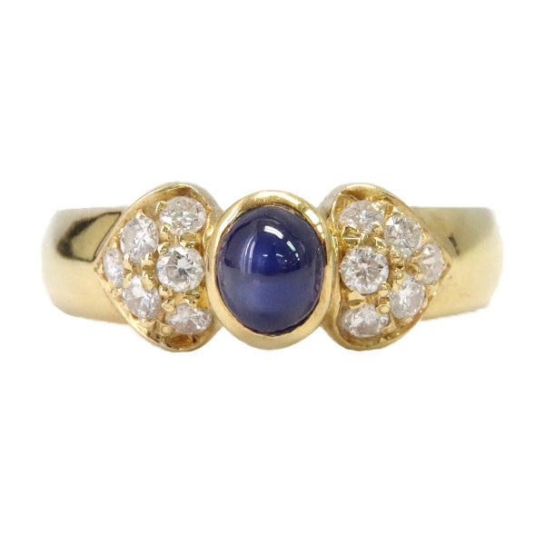 Christian Dior Sapphire Ring Mele Diamond D0.08ct Vintage No. 13.5 Ring K18 Yellow Gold Women's [Used B] 20220907