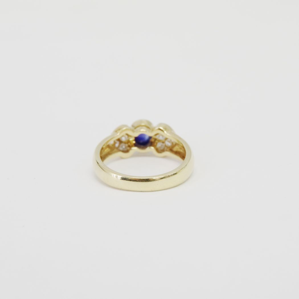 Christian Dior Sapphire Ring Mele Diamond D0.08ct Vintage No. 13.5 Ring K18 Yellow Gold Women's [Used B] 20220907