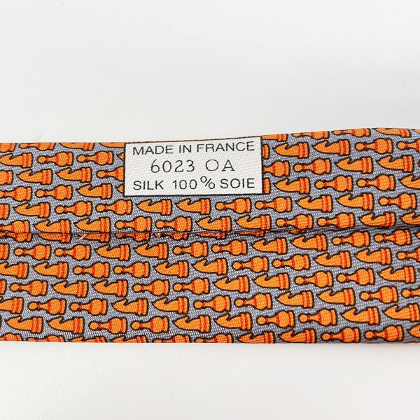 中古AB/使用感小】HERMES エルメス チェス 駒柄 メンズ ネクタイ