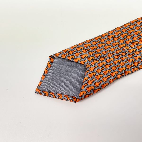 中古AB/使用感小】HERMES エルメス チェス 駒柄 メンズ ネクタイ