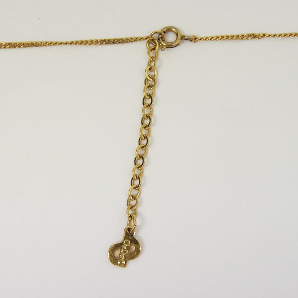 Christian Dior CD Logo Drop Shape Vintage Necklace GP/Rhinestone Women's [Used AB] 20230208
