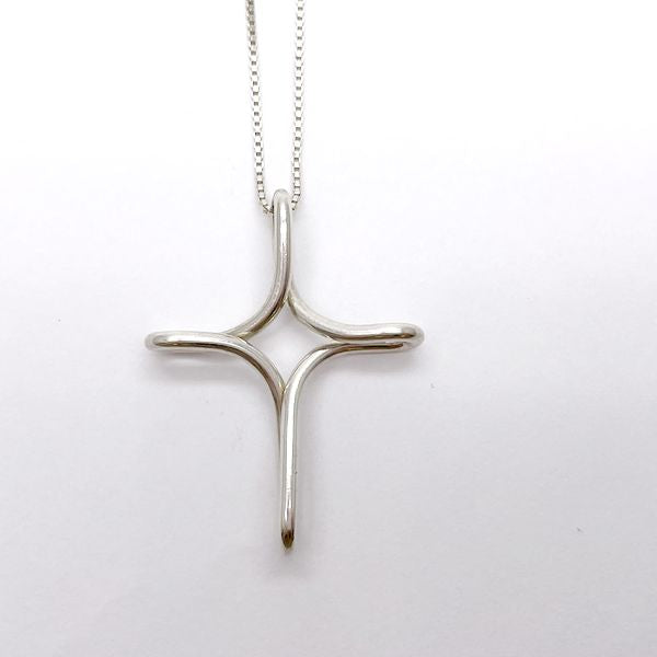 TIFFANY&amp;Co. Elsa Peretti Open Cross Necklace Silver 925 Women's [Used B] 20230508