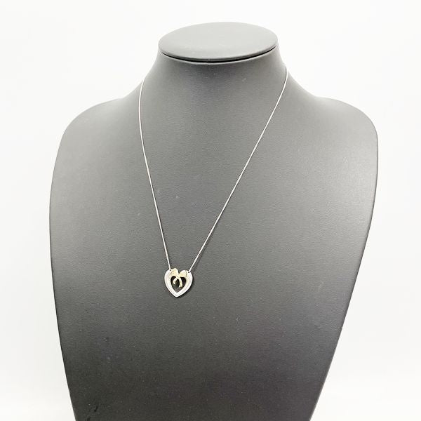 TIFFANY&amp;Co. Heart Ribbon Motif Necklace Silver 925/K18 Yellow Gold Women's [Used AB] 20230501