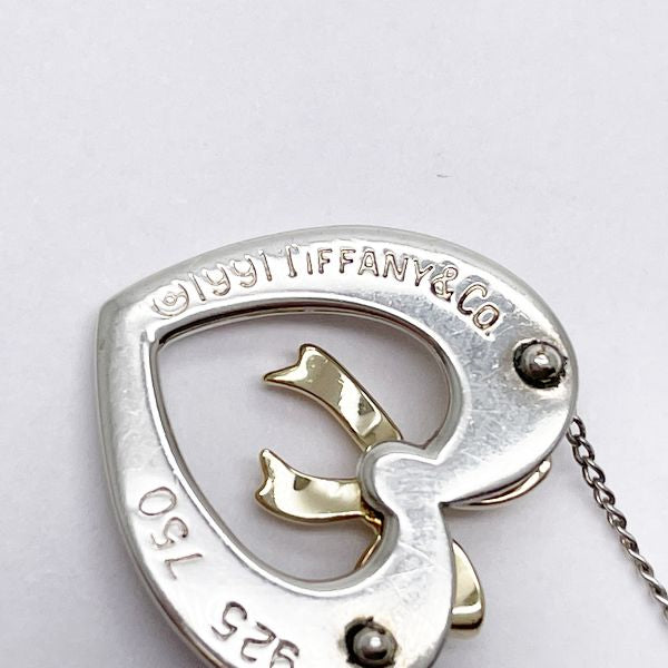 TIFFANY&amp;Co. Heart Ribbon Motif Necklace Silver 925/K18 Yellow Gold Women's [Used AB] 20230501