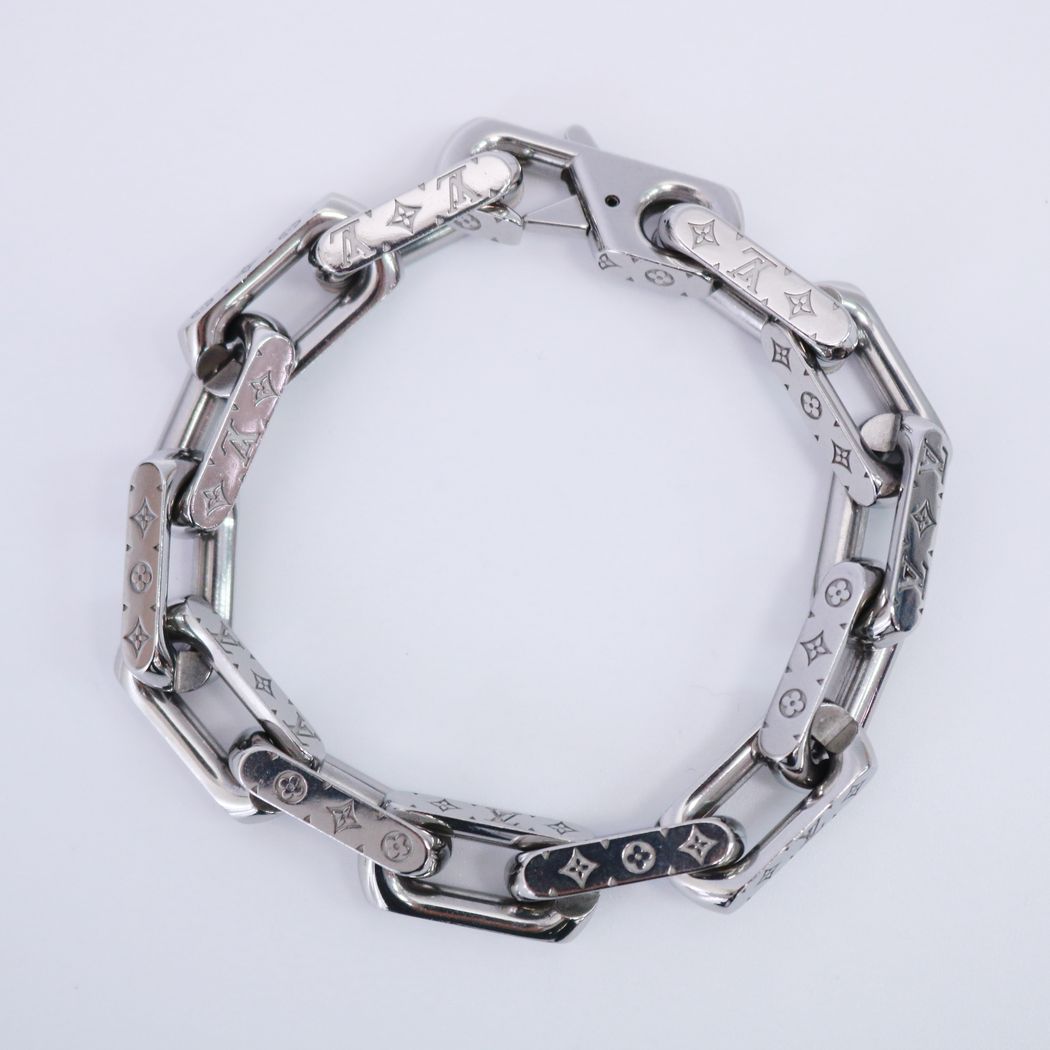 Louis Vuitton Monogram Chain Bracelet, Silver, M