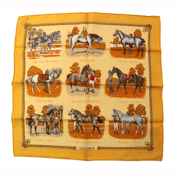 HERMES Carre 45 Petit Carre LES ROBES Horse Hair Color Scarf Silk Ladies [Used A] 20230126