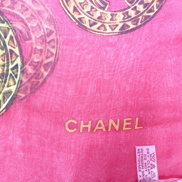 CHANEL Large Coco Mark Cambon Chain Stole Silk Women's [Used AB] 20230405