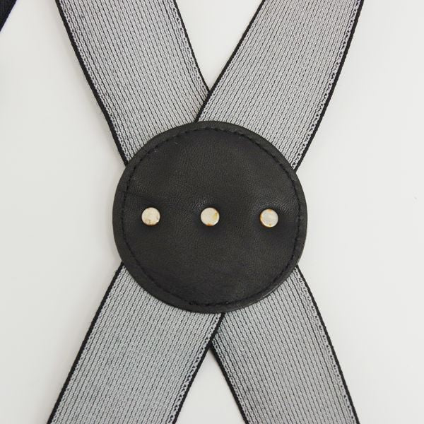 VERSACE Medusa Pants Hanging Vintage Suspenders Rubber/Leather Unisex [Used B] 20221205