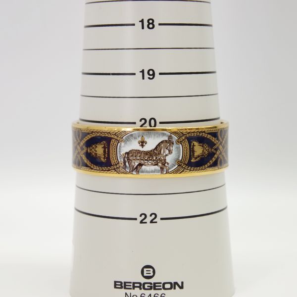 HERMES Enamel GM Cloisonne Horse Pattern Bracelet Bangle GP Women's [Used B] 20230125