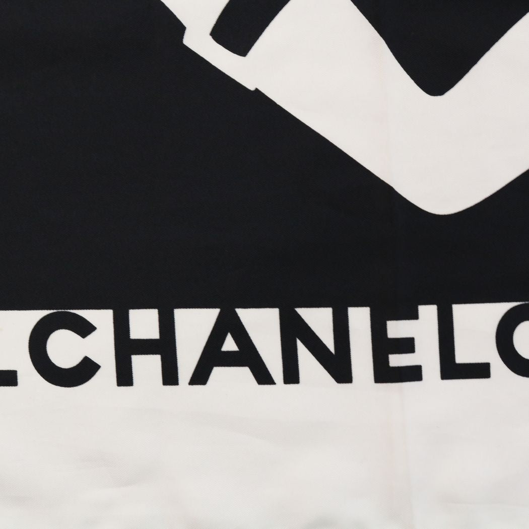 CHANEL スカーフ ストール ロゴ 白黒 - バンダナ