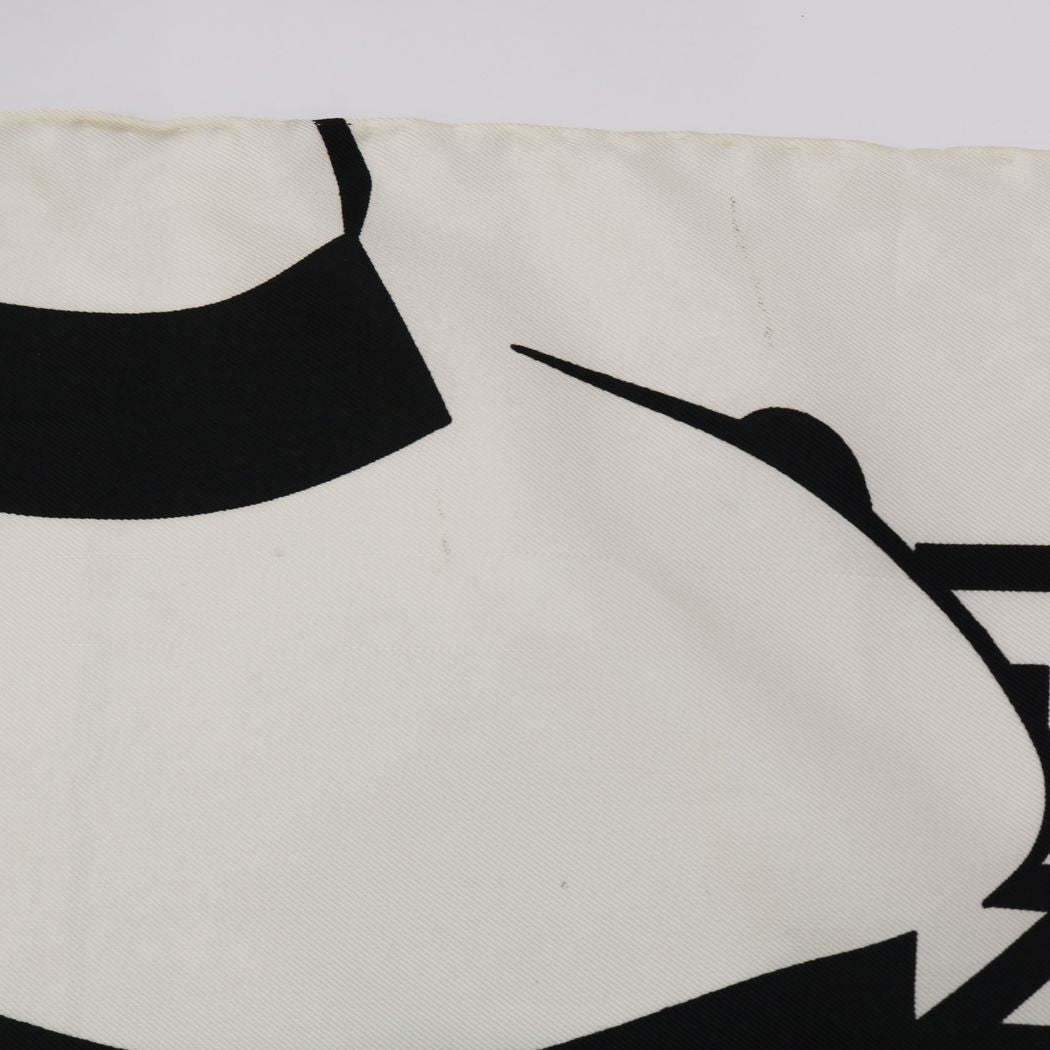 CHANEL Rare Mademoiselle Logo Bijou Bicolor Vintage Scarf Silk Ladies [Used B] 20230119