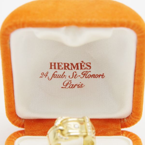 HERMES Book Le Serie Belt Design Buckle Motif #52 No. 9 Ring K18 Yellow Gold/Diamond Women's [Used AB] 20221205