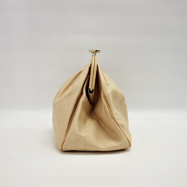 CELINE Rare Clasp Macadam Old Vintage Clutch Bag Linen/Leather Women's [Used B] 20221223
