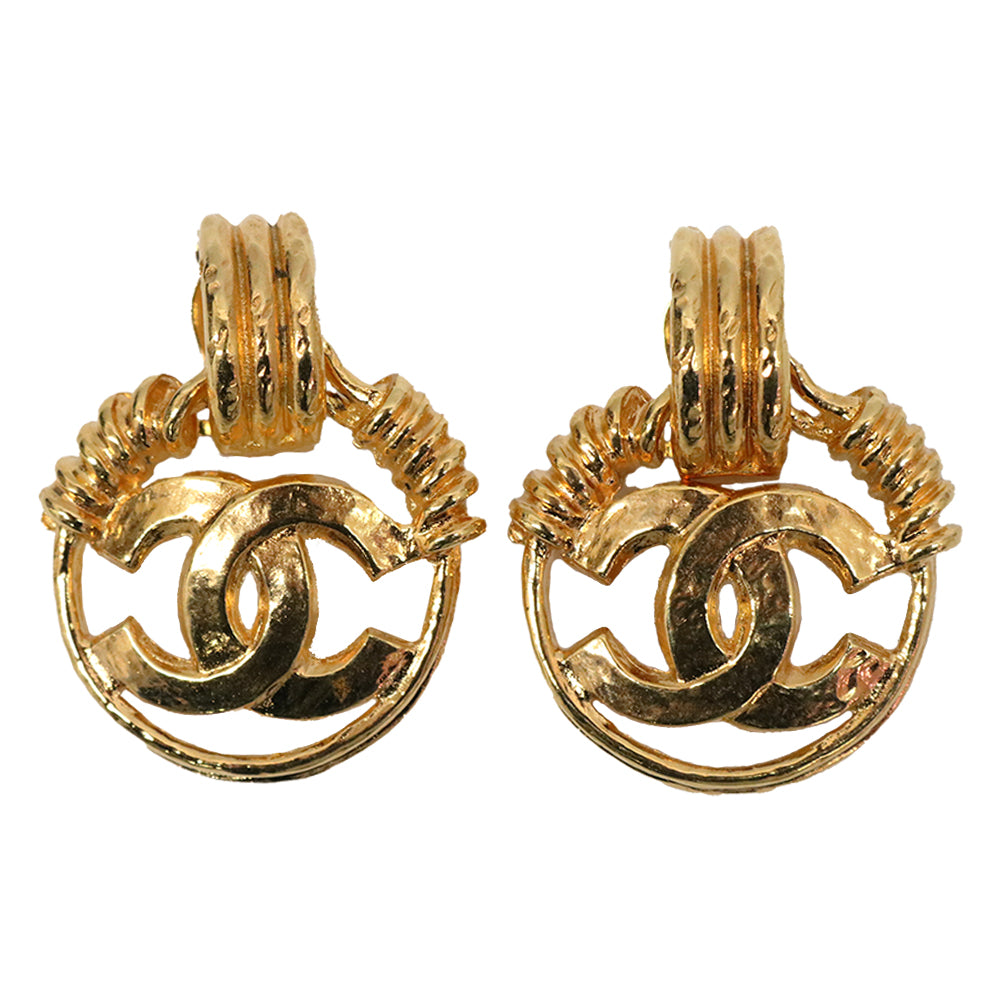 CHANEL Coco Mark Circle Round Swing 94P Vintage Earrings GP Women's [Used A] 20221222