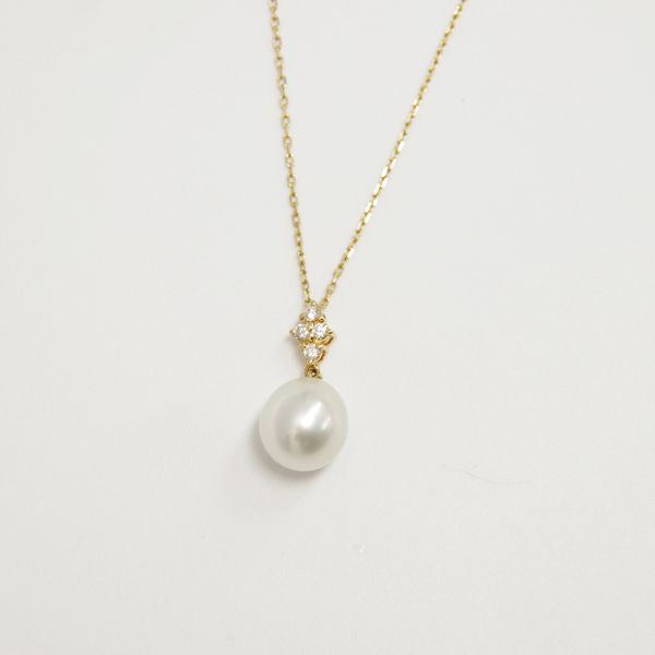 MIKIMOTO Pearl Approx. 10mm 4P Necklace K18 Yellow Gold/Diamond Women's [Used AB] 20230123