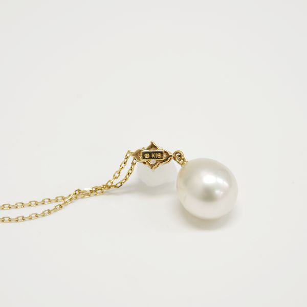 MIKIMOTO Pearl Approx. 10mm 4P Necklace K18 Yellow Gold/Diamond Women's [Used AB] 20230123