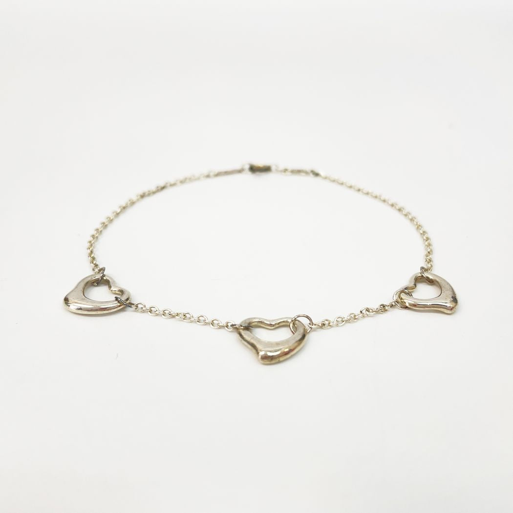 TIFFANY&amp;Co. Elsa Peretti Open Heart 3 Row Bracelet Silver 925 Women's [Used B] 20230210
