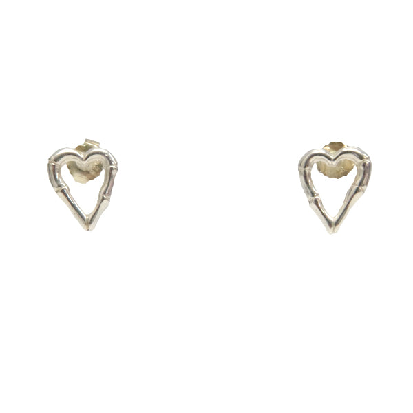 GUCCI Bamboo Heart Motif Earrings Silver 925 Women's [Used B] 20230119