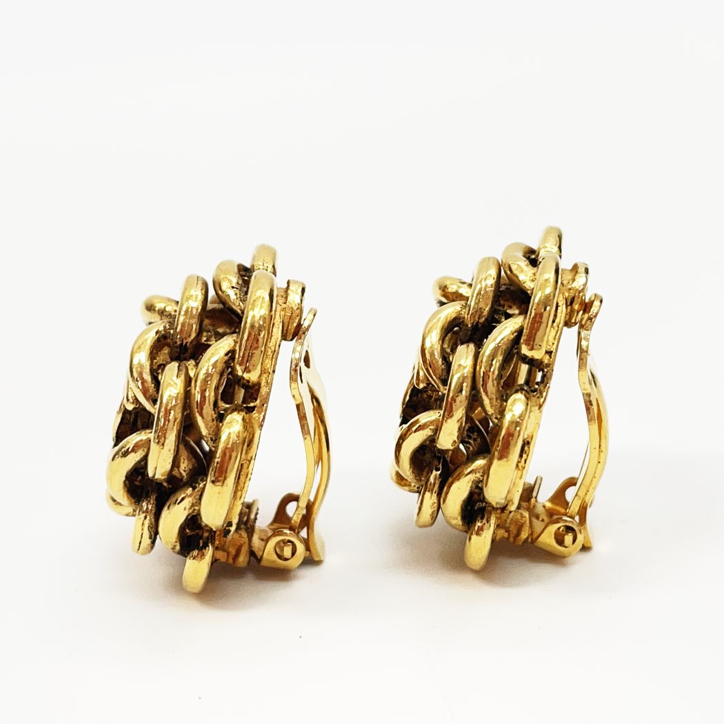 CHANEL Coco Mark Flower Motif Vintage Earrings GP Women's [Used B] 20230202