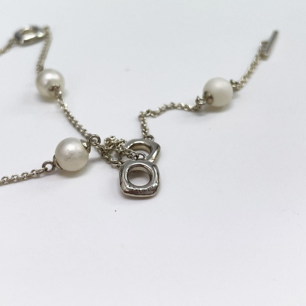 TIFFANY&amp;Co. Anchor Chain Pearl Necklace Silver 925 Women's [Used B] 20230206