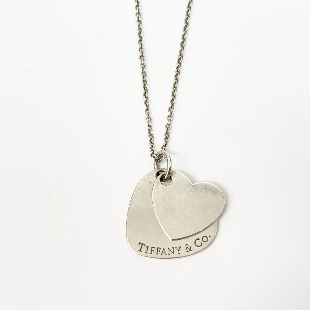 TIFFANY&amp;Co. Heart Plate Necklace Silver 925 Women's [Used B] 20230210