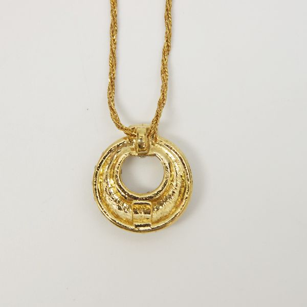 YVES SAINT LAURENT Circle Vintage Necklace GP/Rhinestone Women's [Used AB] 20230208