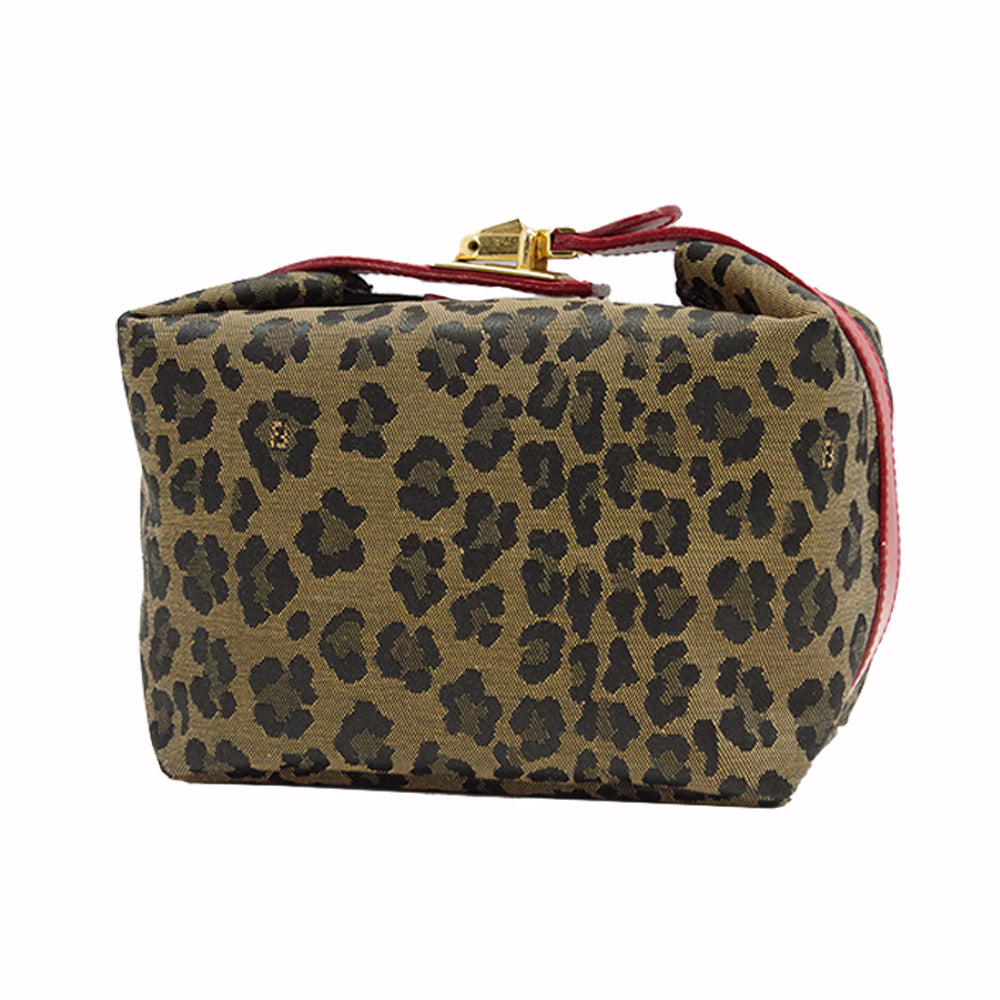FENDI Leopard Leopard Print Vanity Pouch Vintage Handbag Canvas/Leather Women's [Used AB] 20230125