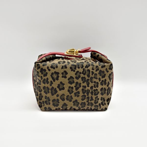 FENDI Leopard Leopard Print Vanity Pouch Vintage Handbag Canvas/Leather Women's [Used AB] 20230125