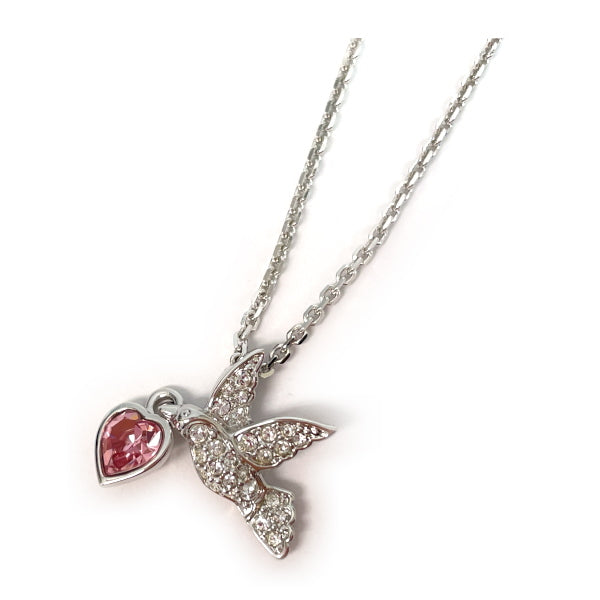 SWAROVSKI Bird Heart Charm Rhinestone Necklace Metal/Crystal Women's [Used A] 20230215