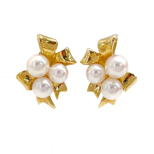 TASAKI Pearl Ribbon Earrings K18 Yellow Gold Women's [Used B] 20230323