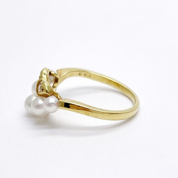 MIKIMOTO Pearl x Diamond Size 10.5 Ring K18 Yellow Gold Women's [Used B] 20230331