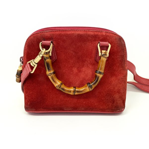 GUCCI Bamboo 2WAY Mini Shoulder Bag 007.2032.0231 Vintage Handbag Suede/Leather Women's [Used B] 20230313