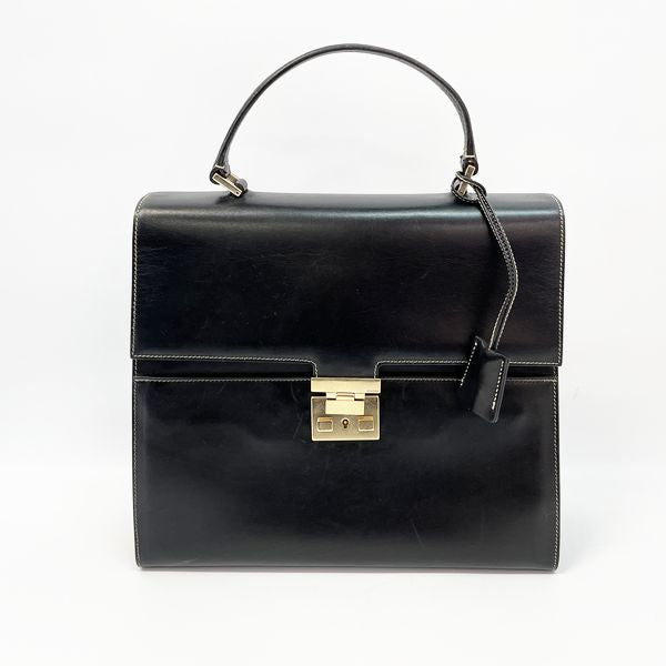 Vintage gucci black online leather handbag