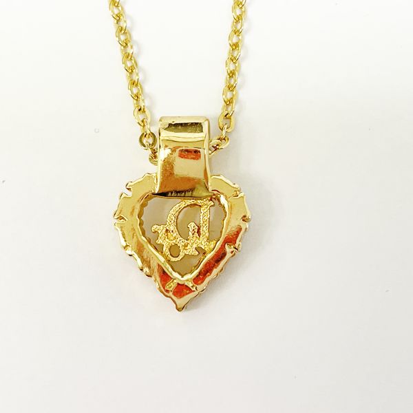 Christian Dior Vintage CD Logo Rhinestone Heart Necklace GP Women's [Used B] 20230308