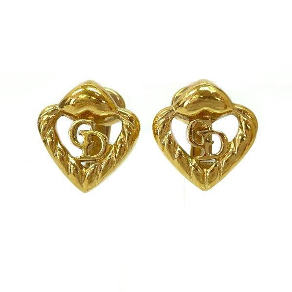 Christian Dior Vintage CD Logo Heart Twist Earrings GP Women's [Used B] 20230301