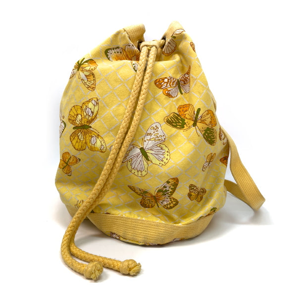 HERMES Rare Butterfly Butterfly Pattern Drawstring Shoulder Vintage Shoulder Bag Cotton Canvas Ladies [Used B] 20230320