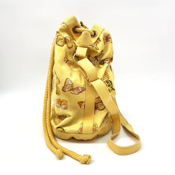 HERMES Rare Butterfly Butterfly Pattern Drawstring Shoulder Vintage Shoulder Bag Cotton Canvas Ladies [Used B] 20230320