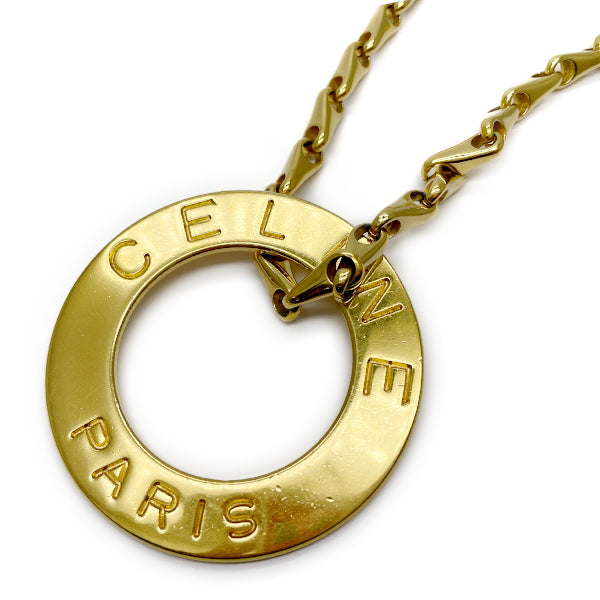 CELINE Vintage Circle Logo Large Necklace GP Women's [Used B] 20230324