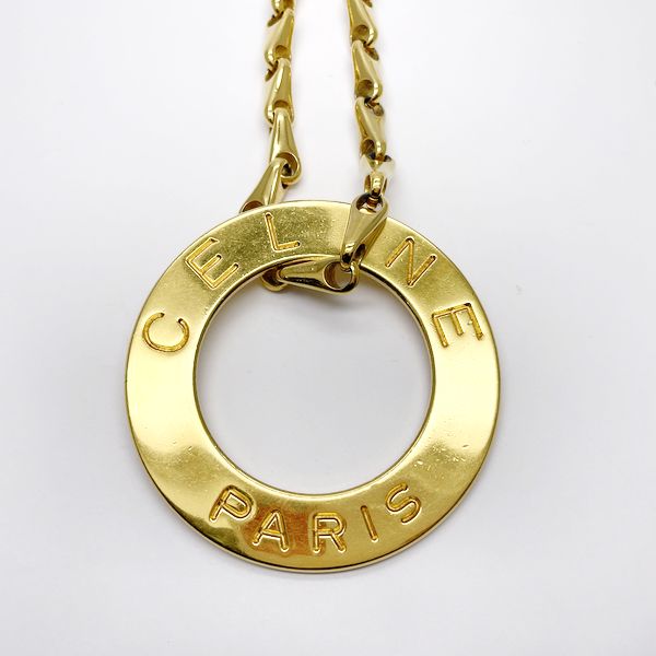 CELINE Vintage Circle Logo Large Necklace GP Women's [Used B] 20230324