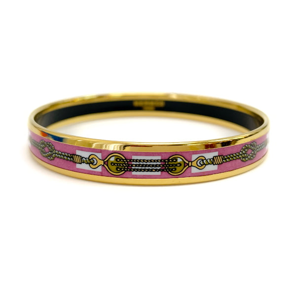 HERMES Enamel PM Pink Gold Hardware Cloisonne Bangle Women's [Used B] 20230323