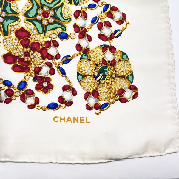 CHANEL Bijou Jewelry Gem Vintage Scarf Silk Ladies [Used B] 20230510