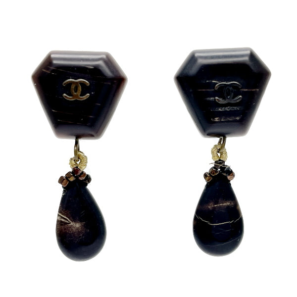 CHANEL Rare Coco Mark Swing Wood Motif 99A Vintage Earrings GP/Ladies [Used B] 20230328