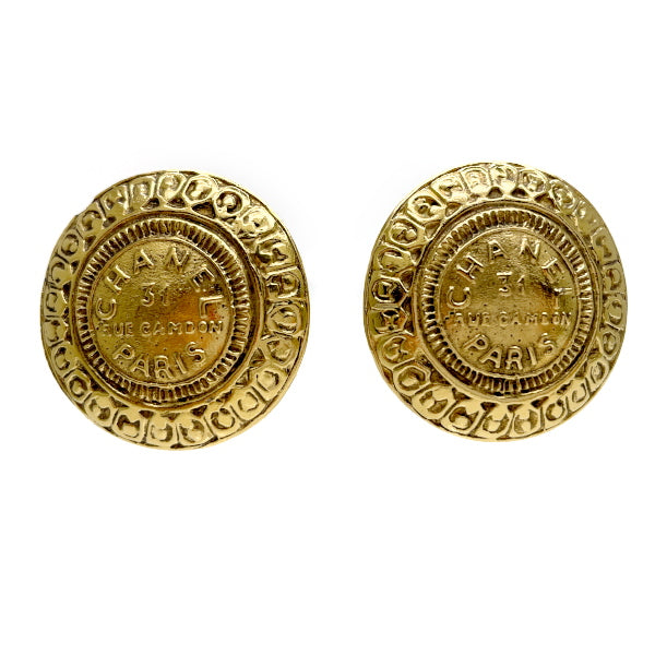 CHANEL Logo Cambon Round Vintage Earrings GP Women's [Used B] 20230328
