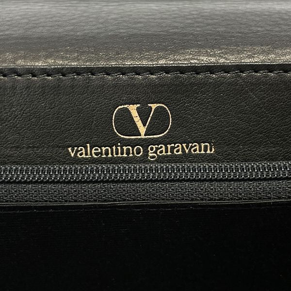 中古AB/使用感小】Valentino Garavani ヴァレンティノ・ガラヴァーニ ヴィンテージ レア 希少 スタッズ トライアングルステッチ ロゴ  レディース ハンドバッグ ブラック20401276